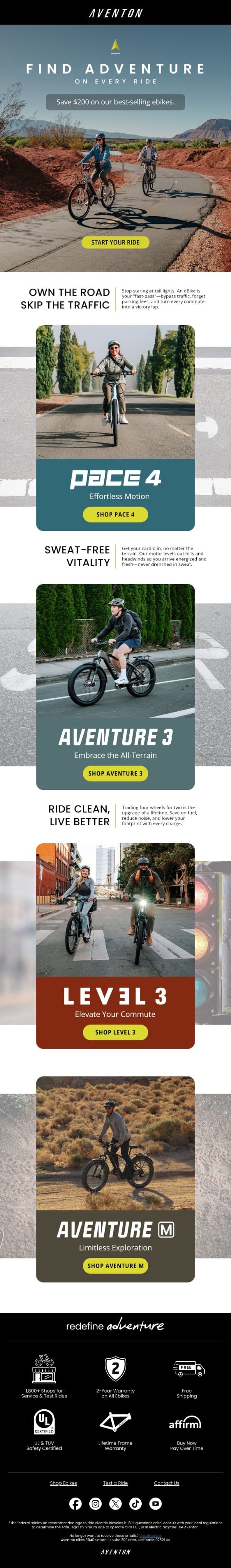 Your next adventure starts with an Aventon email from Aventon screenshot