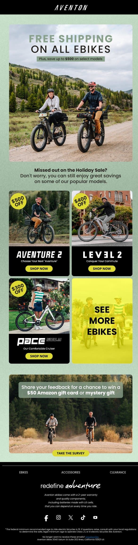 Still Some Holiday Savings Left email from Aventon screenshot