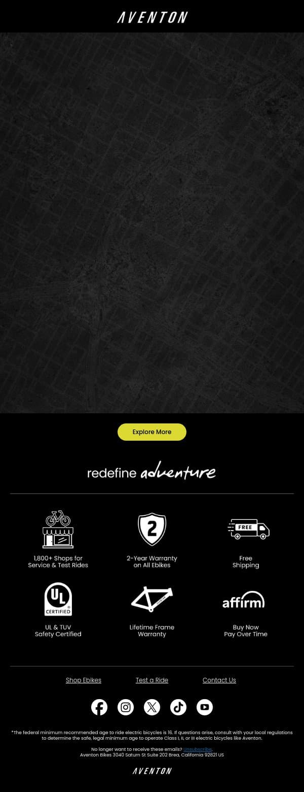 Get ready to Level up! email from Aventon screenshot