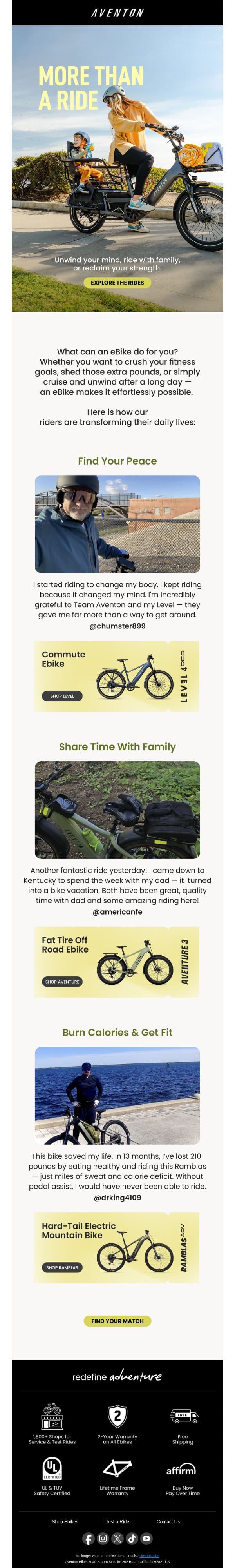 What can an eBike actually do for you? email from Aventon screenshot