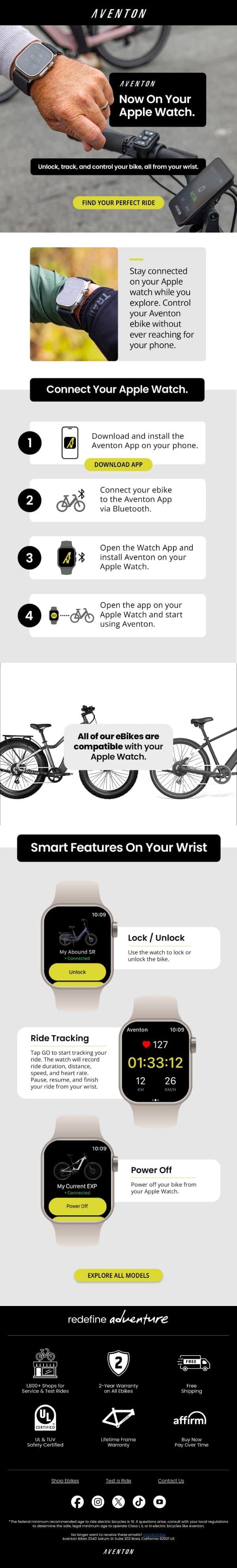 Aventon x Apple Watch: Your Ride On Your Wrist email from Aventon screenshot