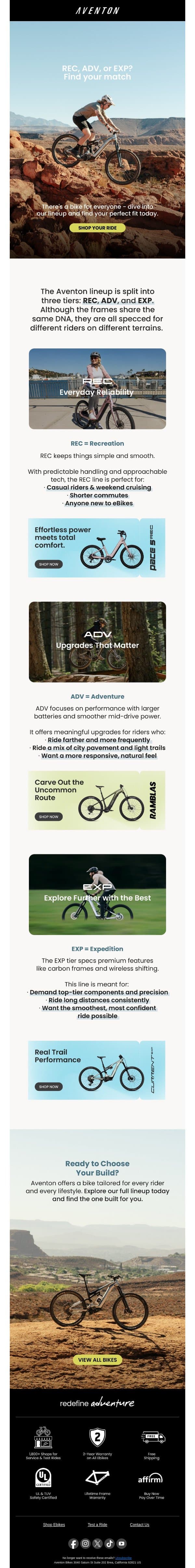 Ever Wondered What REC, ADV, and EXP Stand For? email from Aventon screenshot