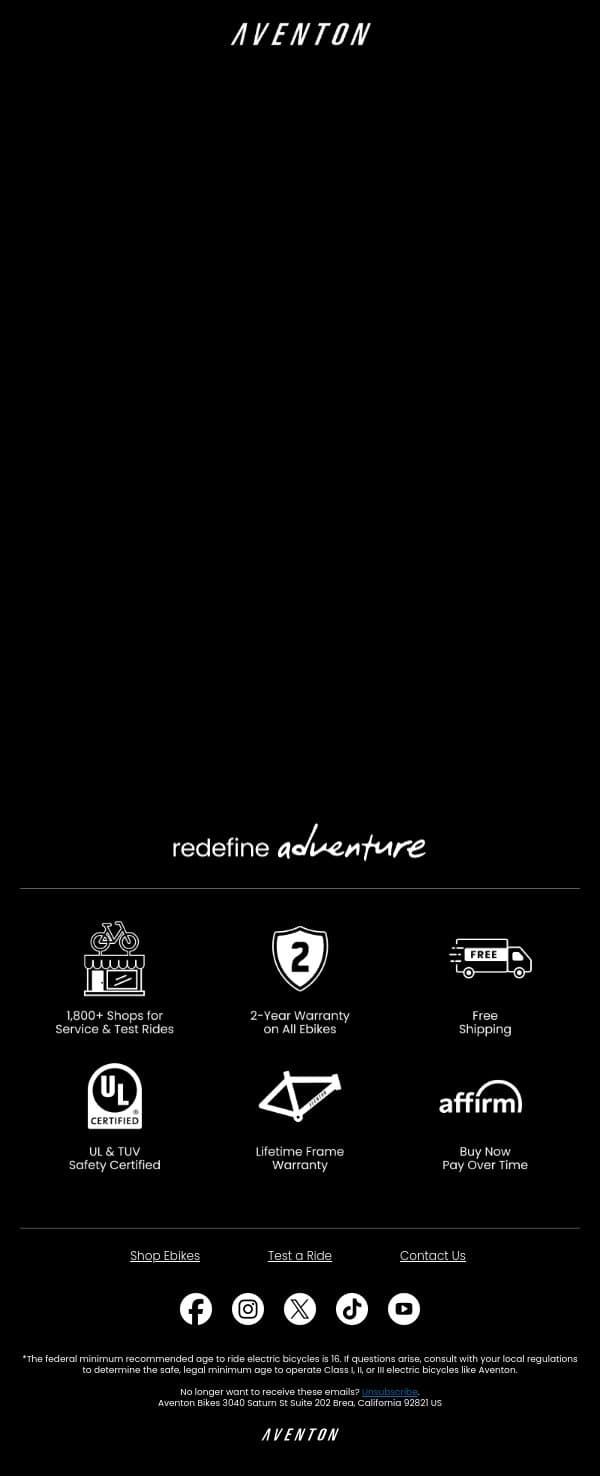 Something New Is Coming... email from Aventon screenshot