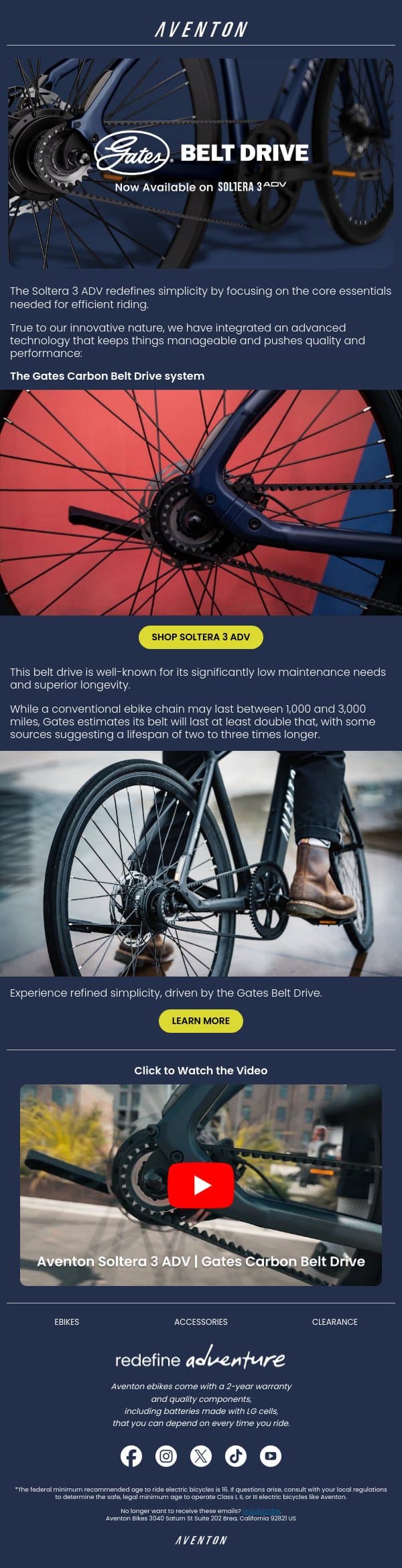Belt Drive Simplicity for Everyday City Rides email from Aventon screenshot