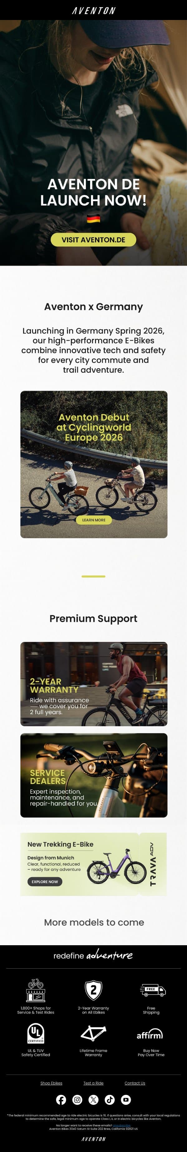 Guten Tag, Germany! 🇩🇪 Aventon has officially landed email from Aventon screenshot