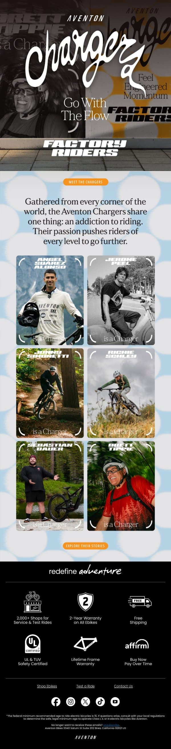 Meet the Aventon Chargers email from Aventon screenshot