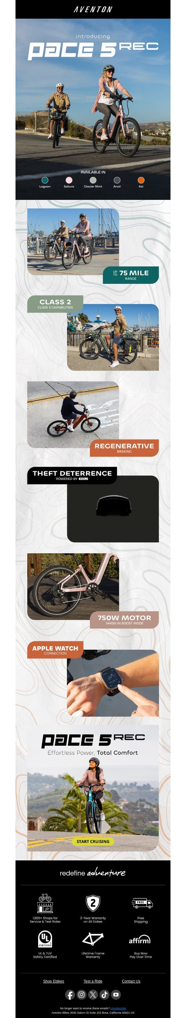 Dive Into the Pace 5 REC 🚲 email from Aventon screenshot
