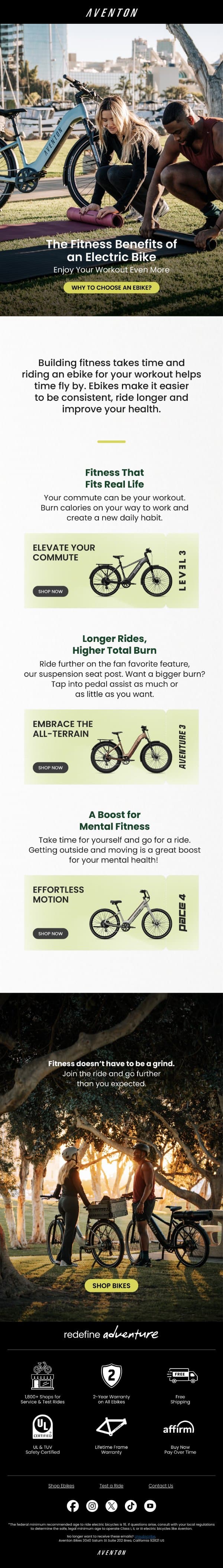 eBikes For Fitness 🚴‍♂️ 💪 email from Aventon screenshot