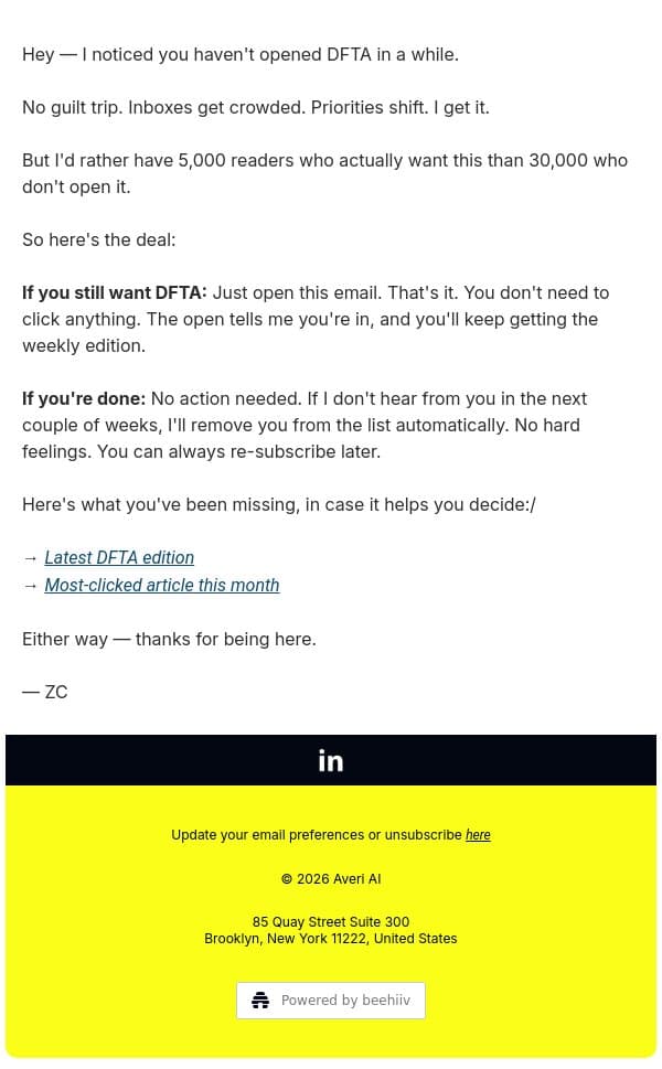 Still want this? email from Averi screenshot