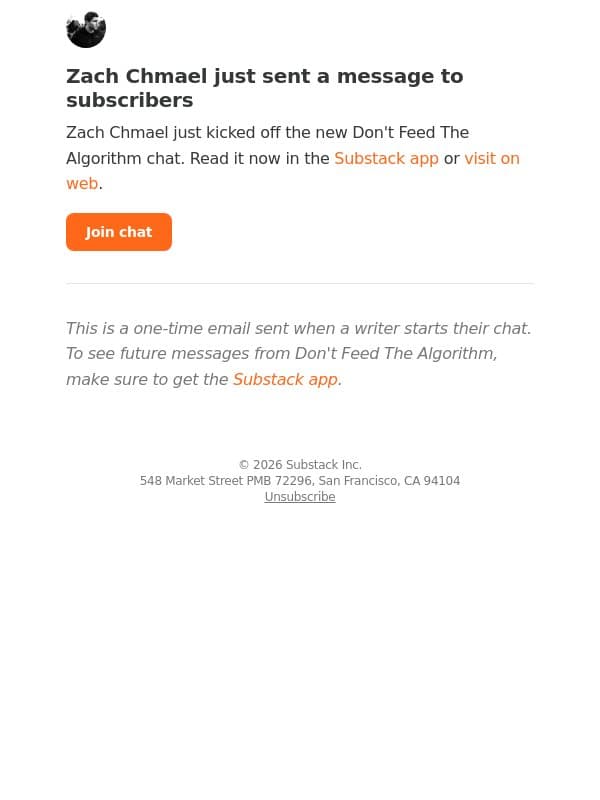 💬 New message from Zach Chmael email from Averi screenshot