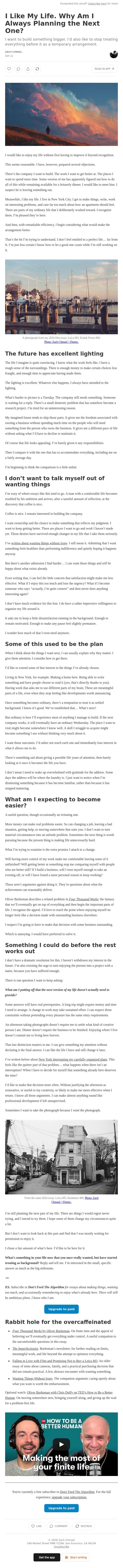 I Like My Life. Why Am I Always Planning the Next One? email from Averi screenshot