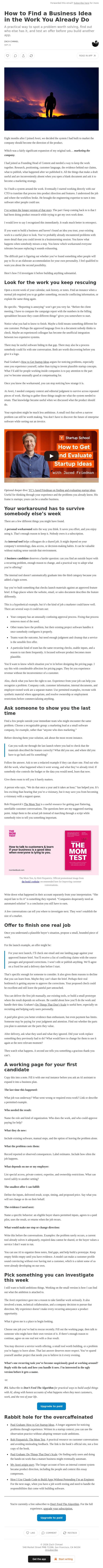 How to Find a Business Idea in the Work You Already Do email from Averi screenshot