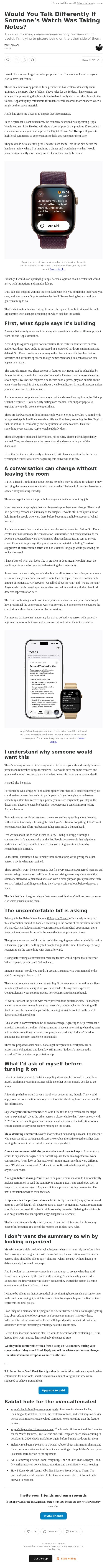 Would You Talk Differently If Someone’s Watch Was Taking Notes? email from Averi screenshot