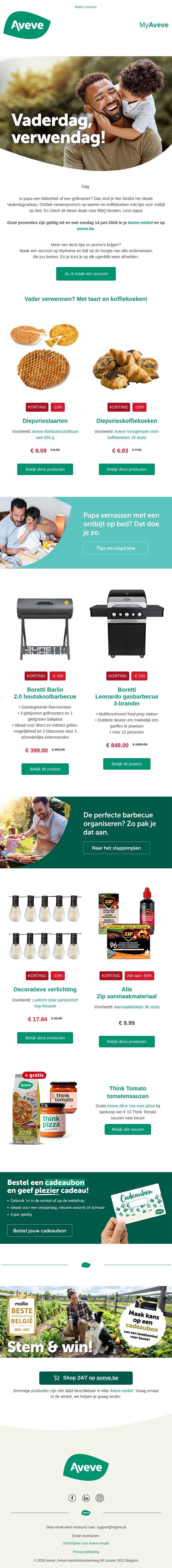 Verwendeals voor Vaderdag 🥰 email from Aveve screenshot