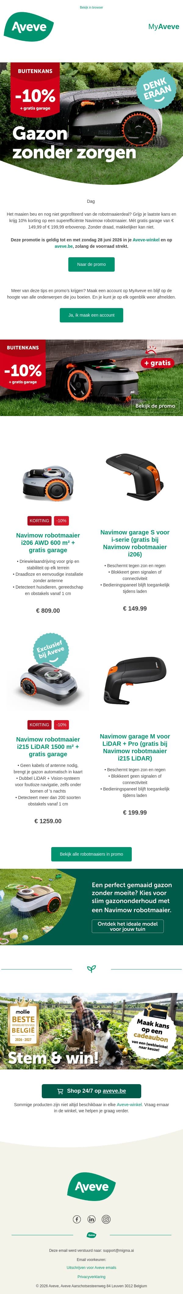 Je robotmaaierdeal loopt af 🌿 email from Aveve screenshot