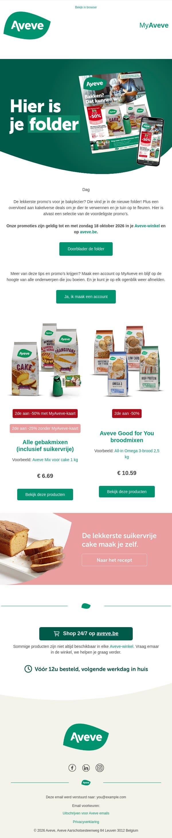 De beste (bak)deals uit de folder 🍞 email from Aveve screenshot