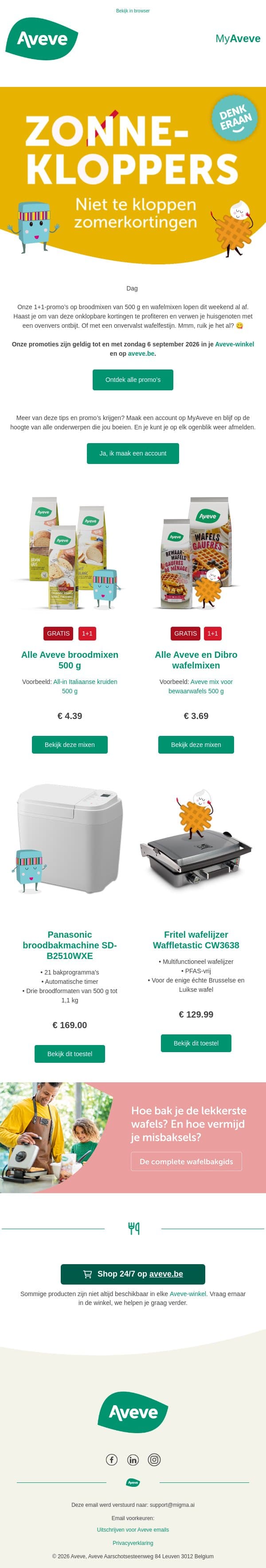 Je 1+1 op bakmixen loopt af 🥖 email from Aveve screenshot