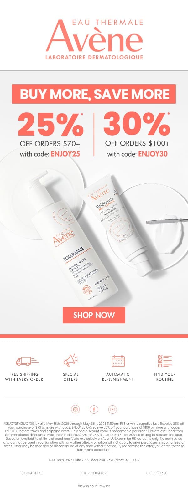 Up to 30% Off ☀️ Limited Time Only email from Avène screenshot