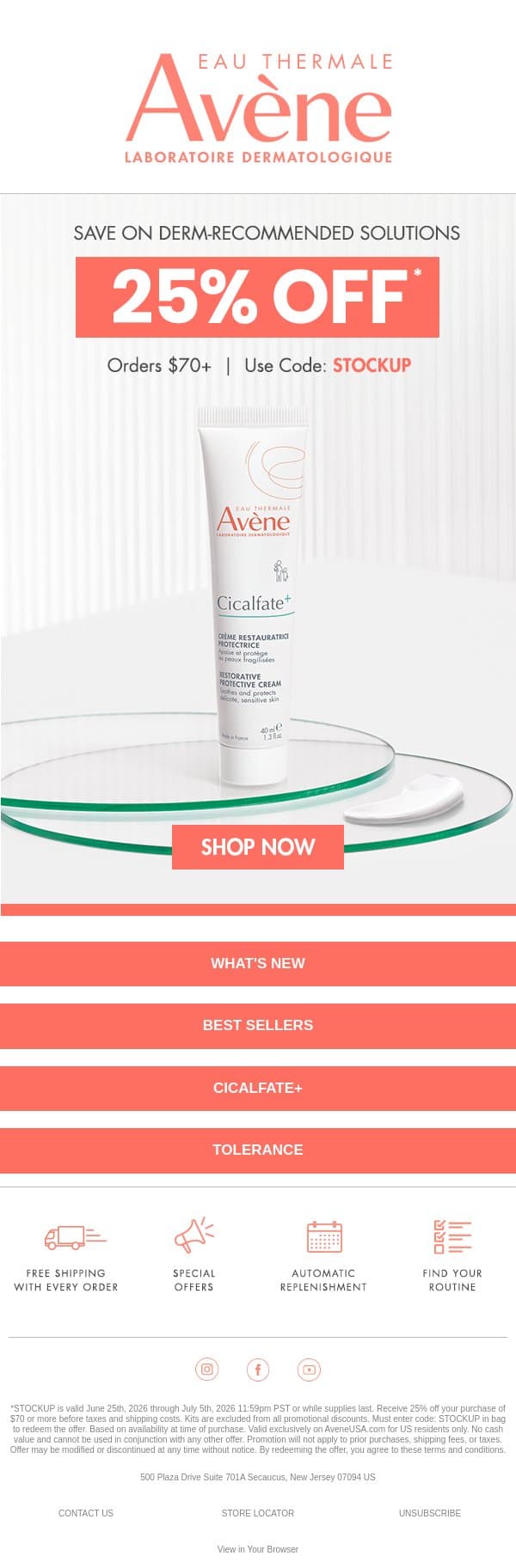 🎆 Tick, tock: 25% off ends tomorrow email from Avène screenshot