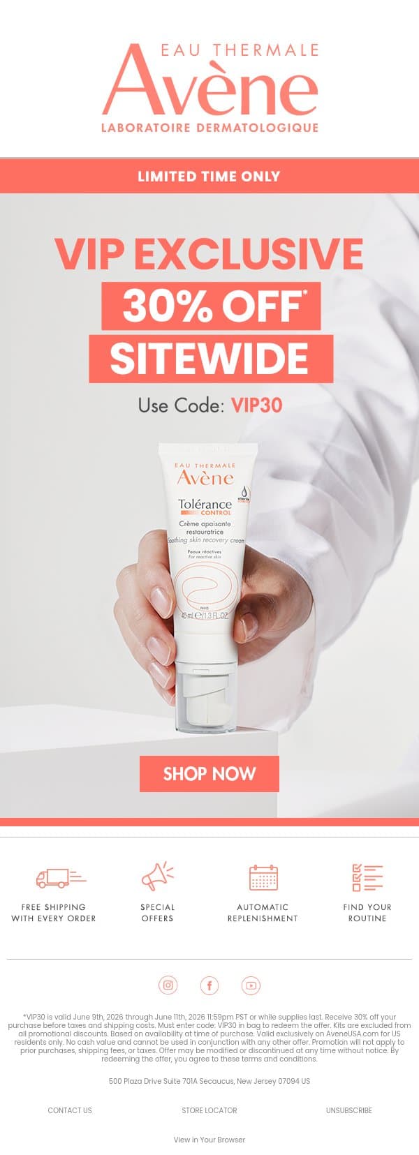 Psst! Take 30% Off Sitewide email from Avène screenshot