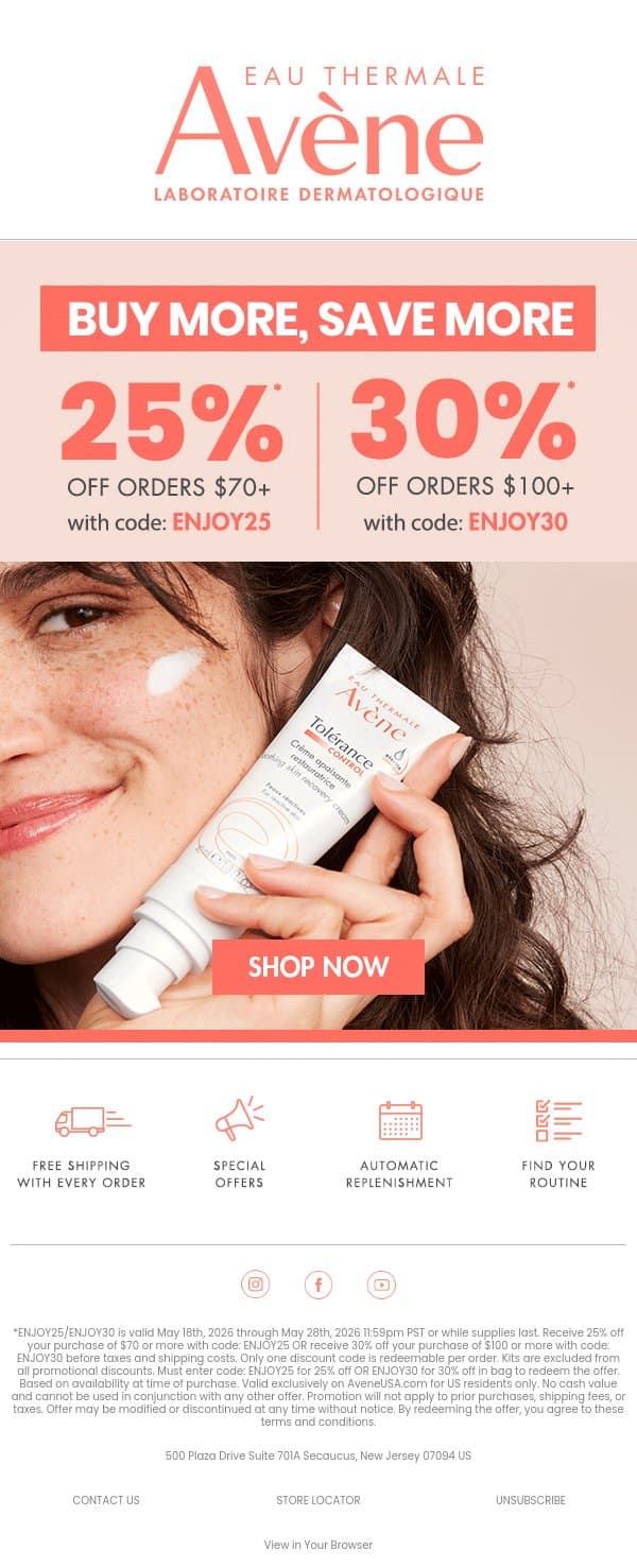 ICYMI: Buy More, Save More is on! email from Avène screenshot