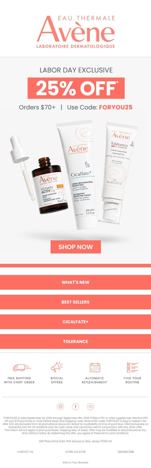 This Is It! 25% Off ends tonight ✨ email from Avène screenshot