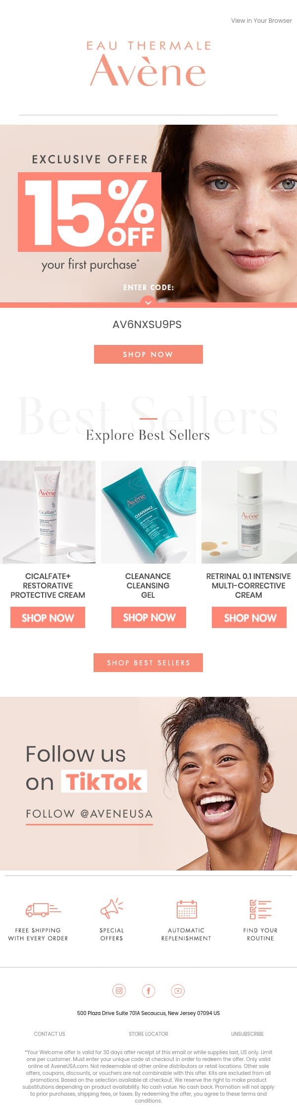 Psst... You Still Have 15% Off (+ See our Best Sellers) email from Avène screenshot
