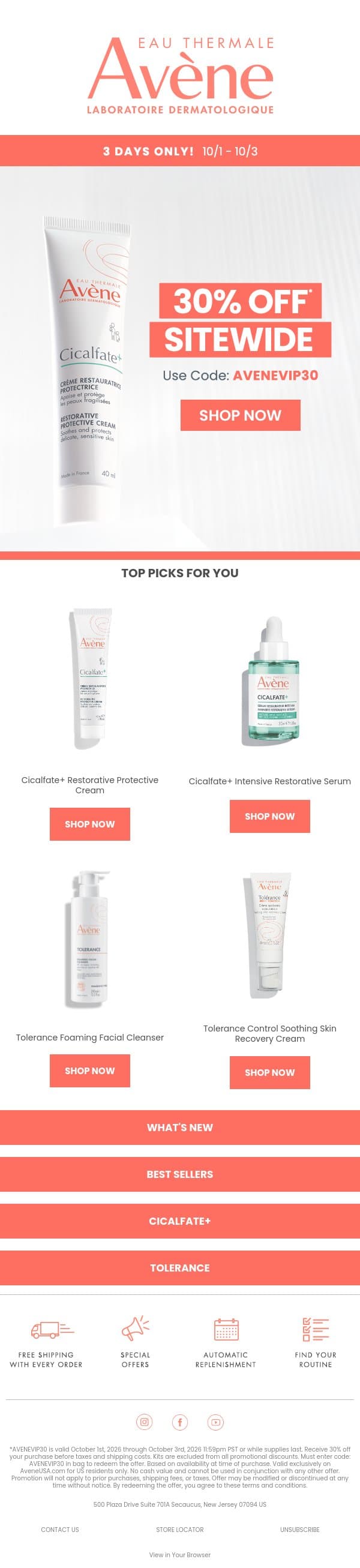 30% Off! VIPs Only 💌 email from Avène screenshot
