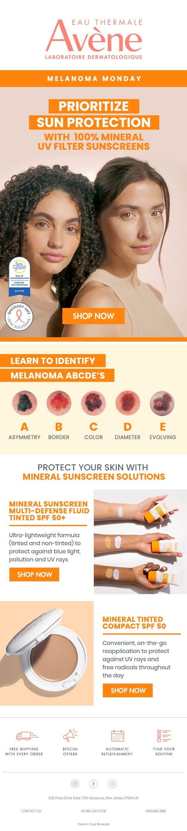 Tips For Melanoma Monday ☀️ email from Avène screenshot