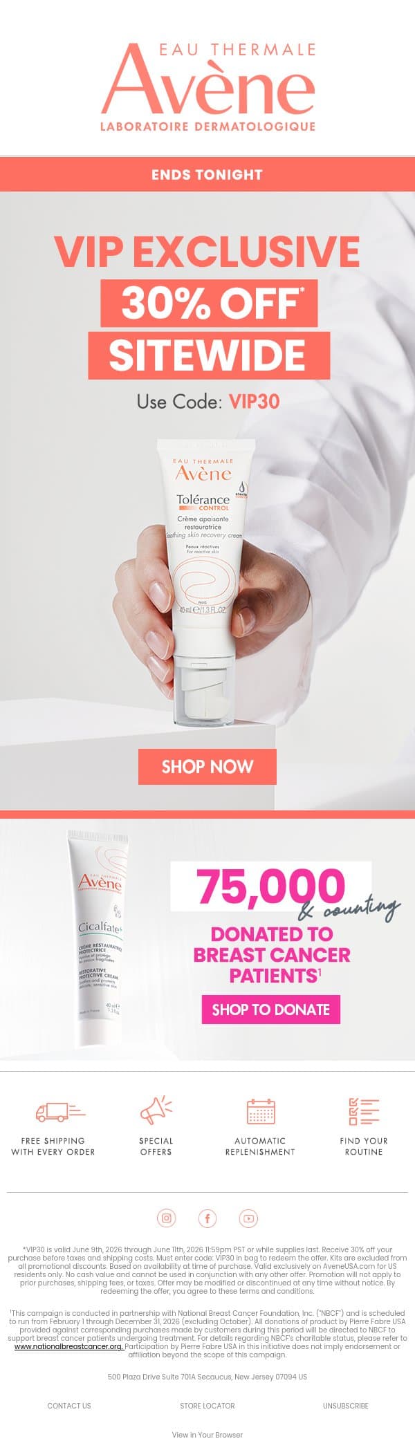 Last Chance ✨ 30% Off Ends Tonight email from Avène screenshot