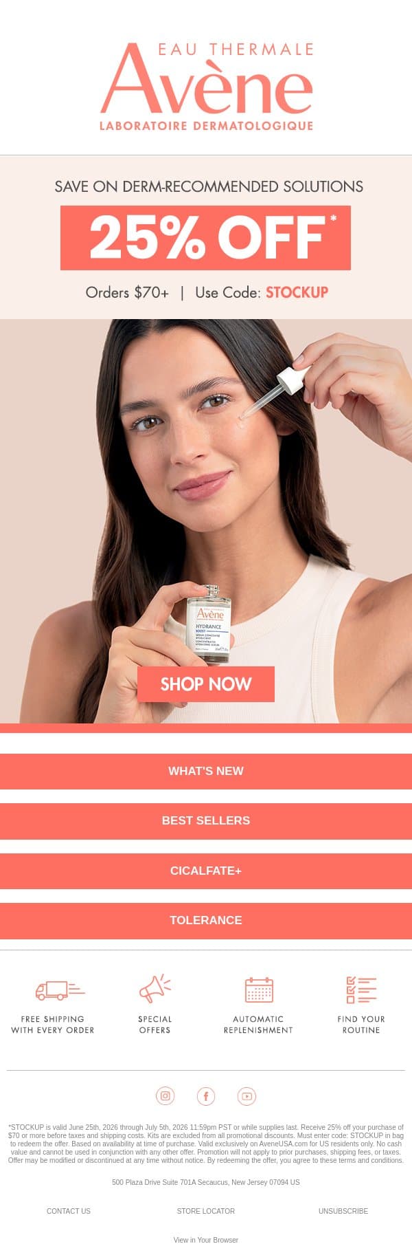 Last chance! 25% off ends tonight email from Avène screenshot