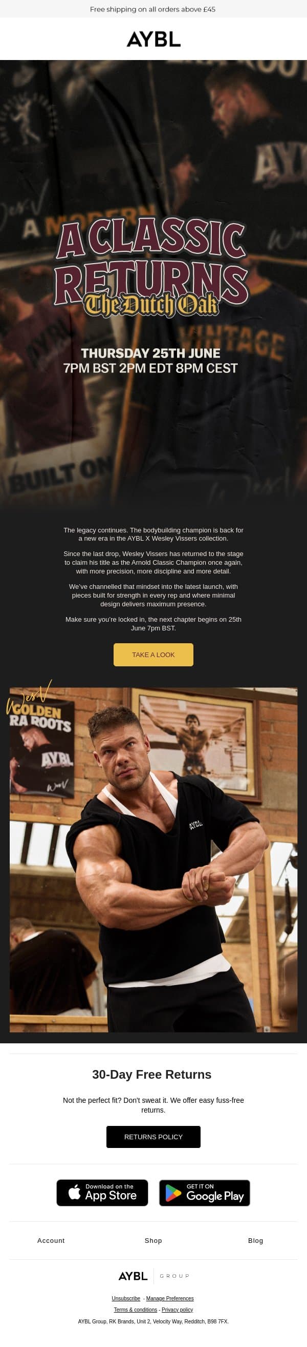 Drop 2: AYBL X Wesley Vissers email from AYBL screenshot