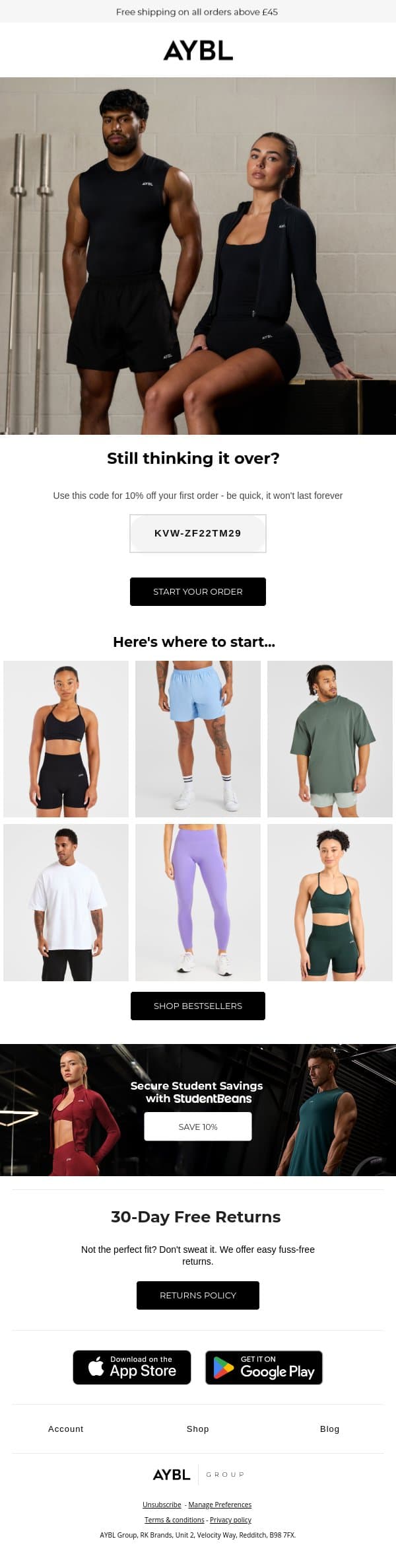 Hey, open your AYBL starter pack 👉 email from AYBL screenshot