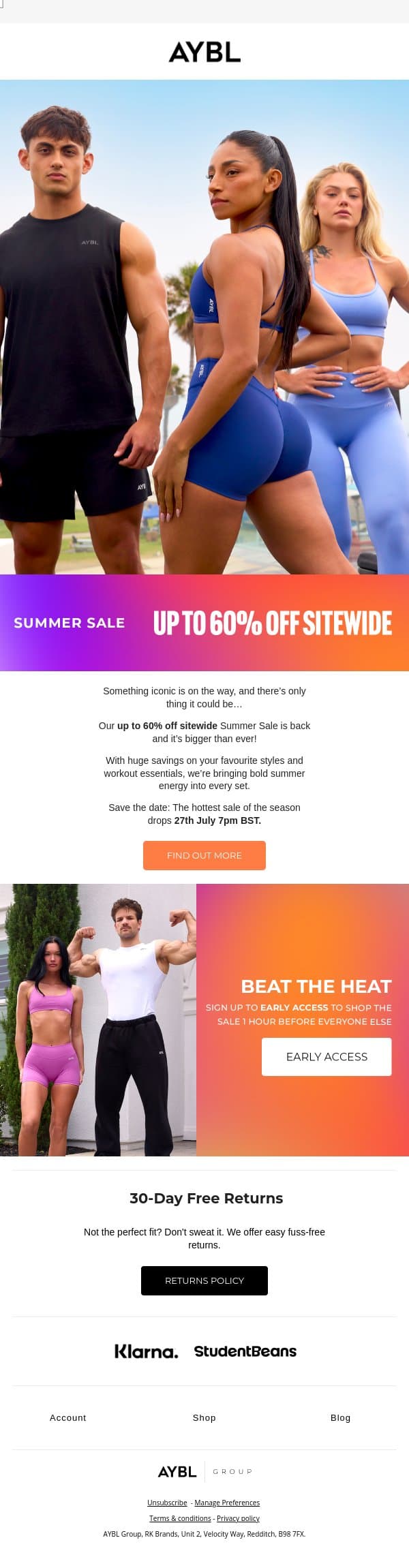 Something hot is on the way 🥵 email from AYBL screenshot
