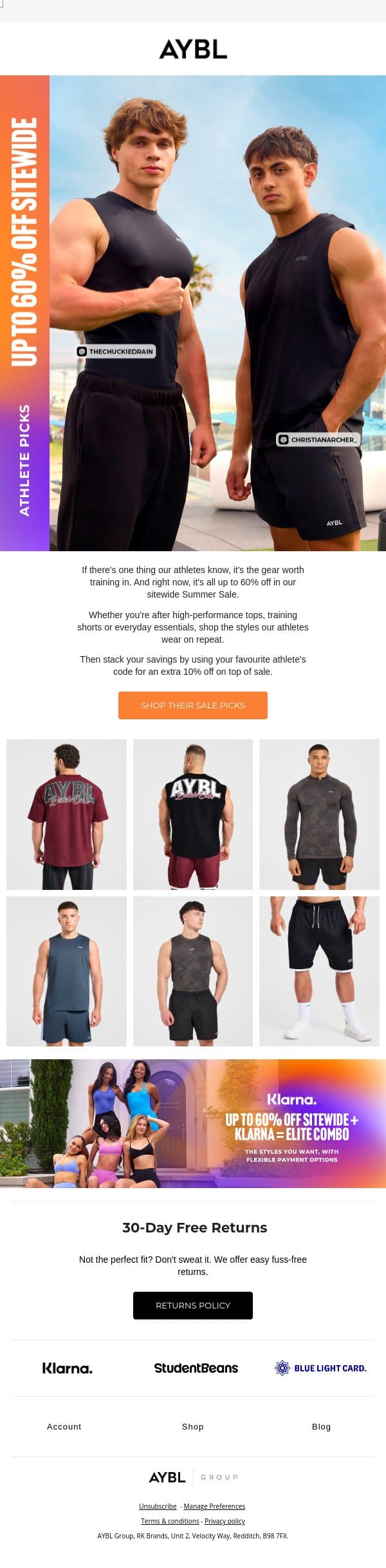 The styles our athletes swear by 💪 email from AYBL screenshot