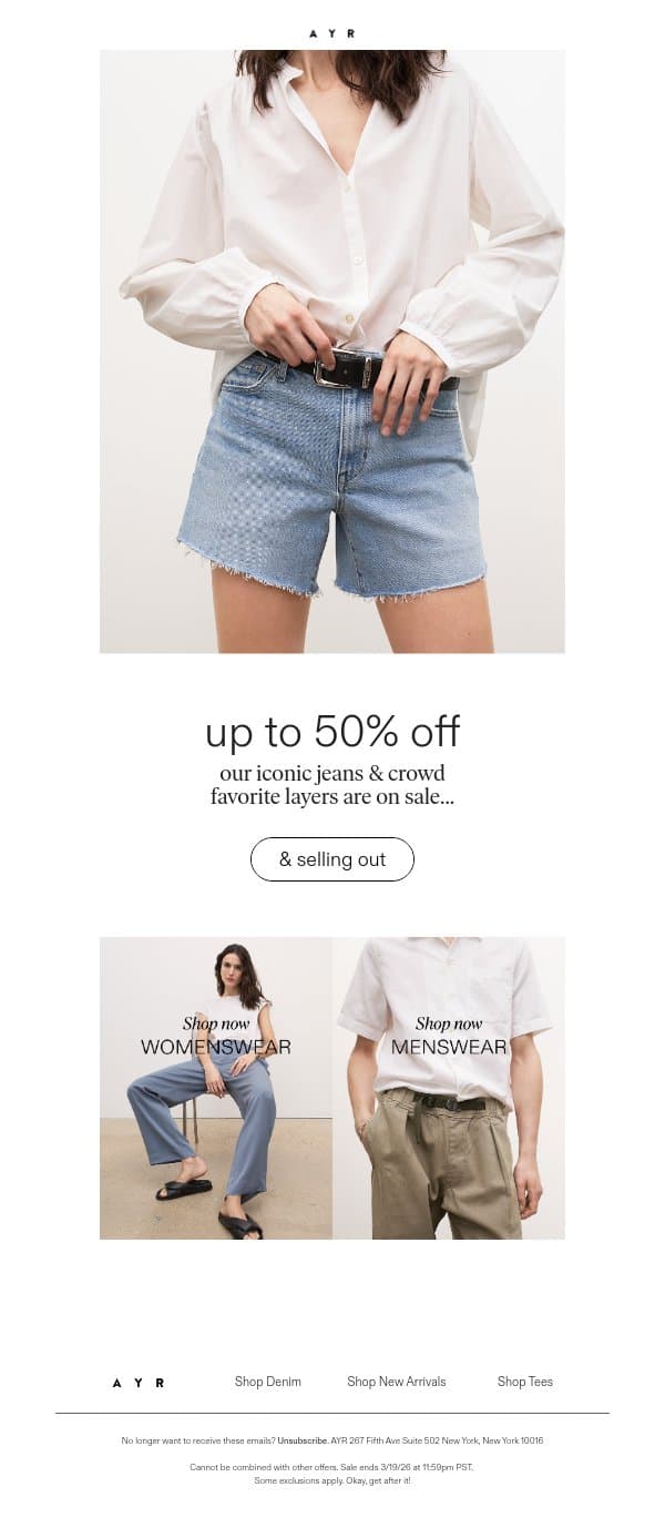 this sale is so good email from AYR screenshot