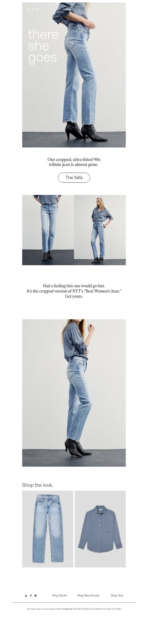 the cropped 90s tribute email from AYR screenshot