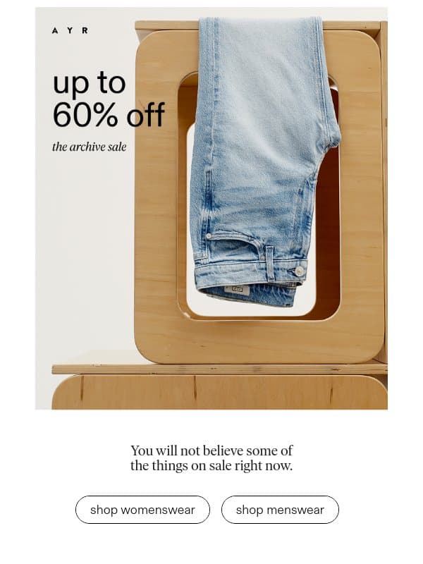 honestly, this sale is nuts email from AYR