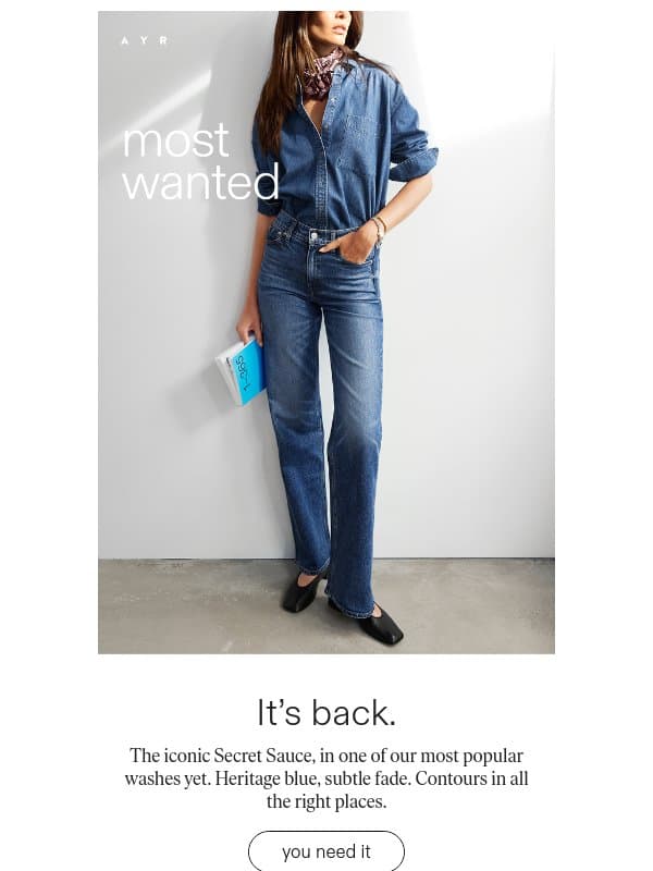 our most sold-out jean ever email from AYR