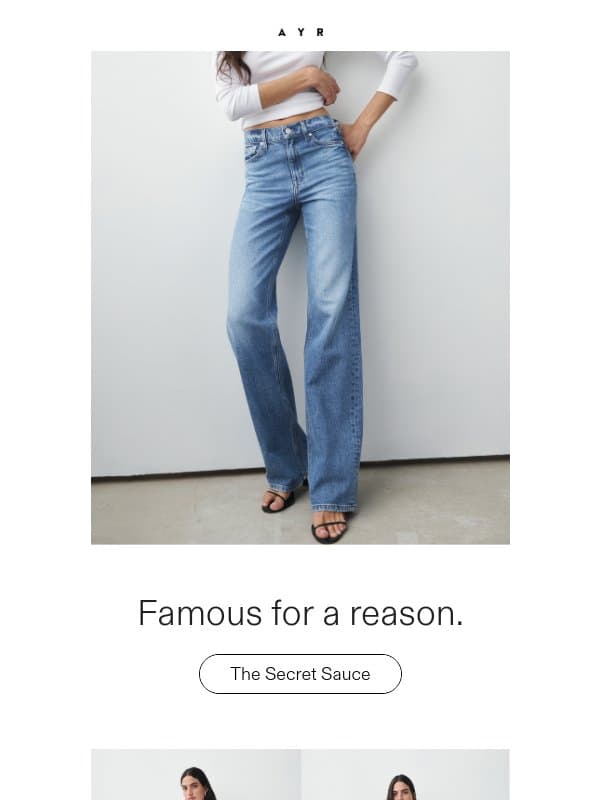 our #1 best-selling jean ever is back email from AYR
