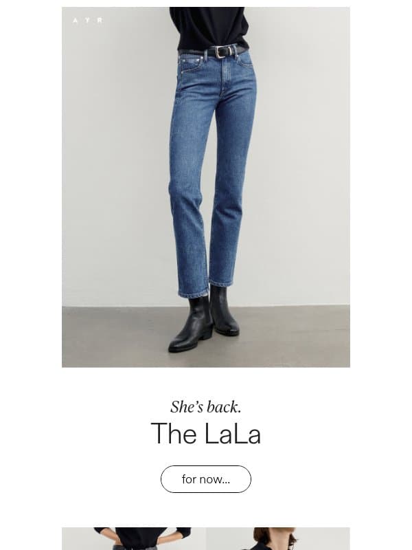restock | the sold-out slim limb jean email from AYR