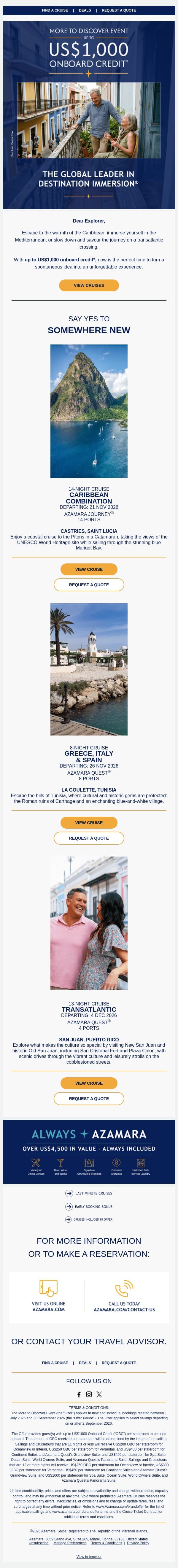 Let's Be Spontaneous Together email from Azamara screenshot
