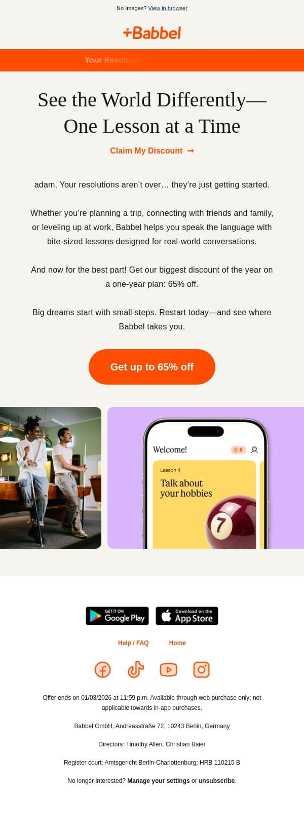 ✈️ Where Will Your New Language Take You? email from Babbel screenshot