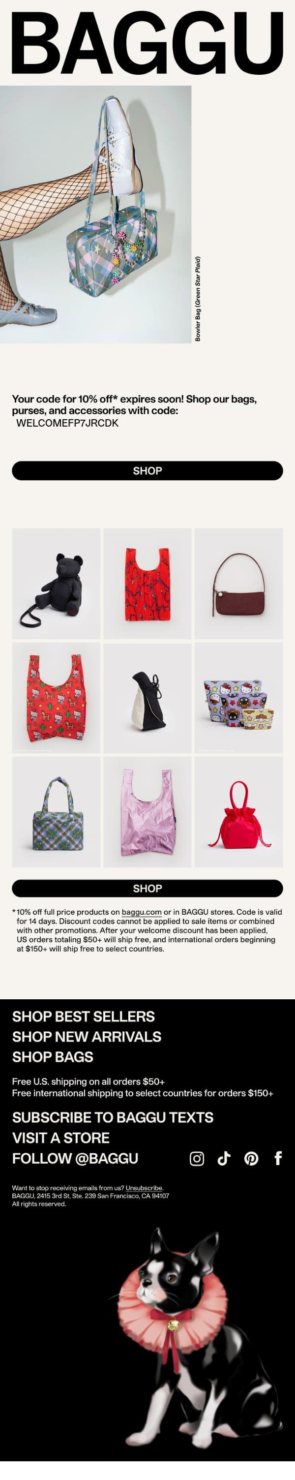 Your code for 10% off expires soon! email from Baggu screenshot
