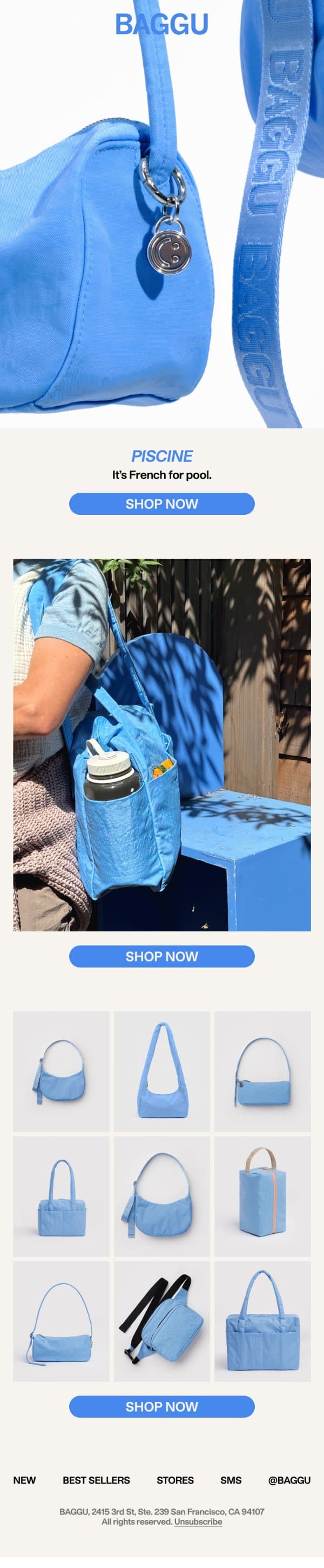 Piscine Bags email from Baggu screenshot