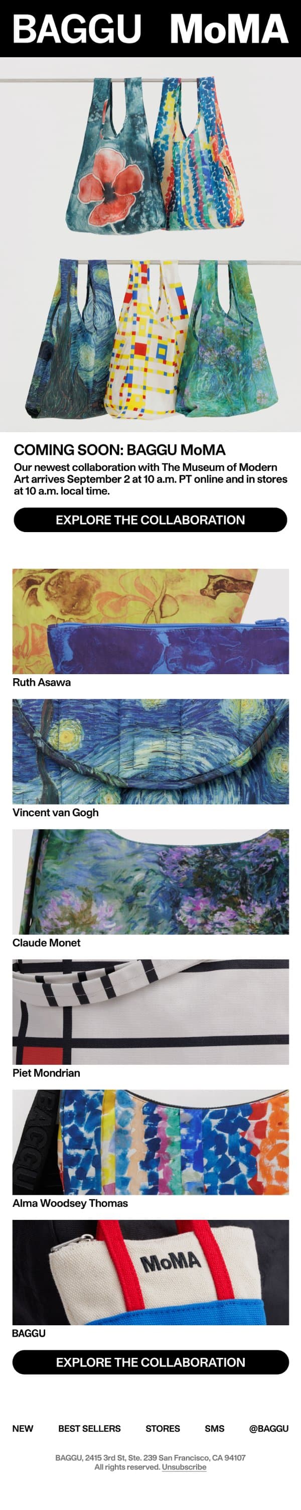 BAGGU MoMA Arrives Soon email from Baggu screenshot