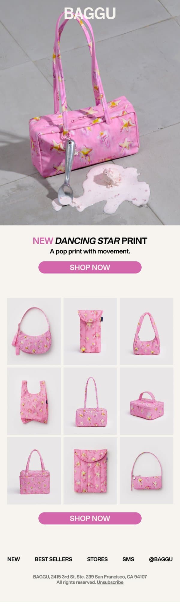 Dancing Star Print email from Baggu screenshot
