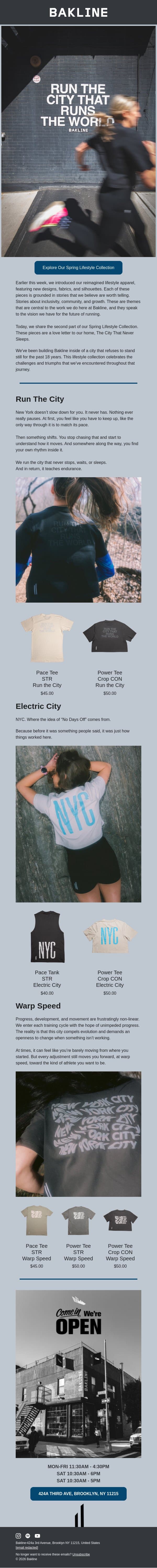 Running In The City That Never Stops, Waits, Or Sleeps email from Bakline screenshot
