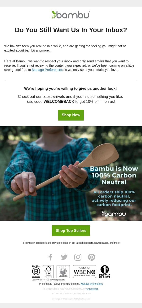 Last chance for 10% off! email from Bambu screenshot