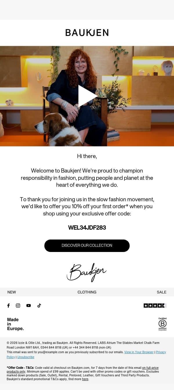 Open Me for a Treat… email from Baukjen screenshot